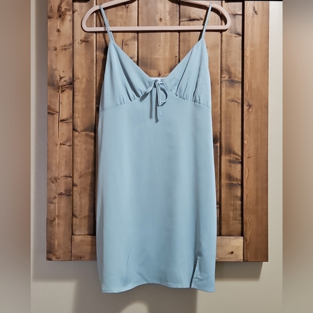 Garage Mint Green Satin Spaghetti  Strap Slip Dress Size Large